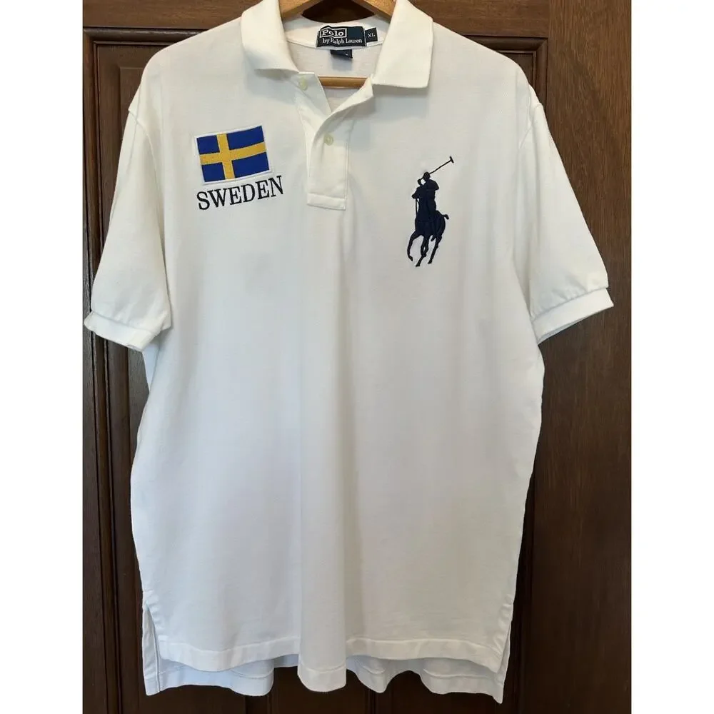 Vintage Polo Ralph Lauren Sweden Flag‎ Polo Shirt Size XL #3 Cotton
